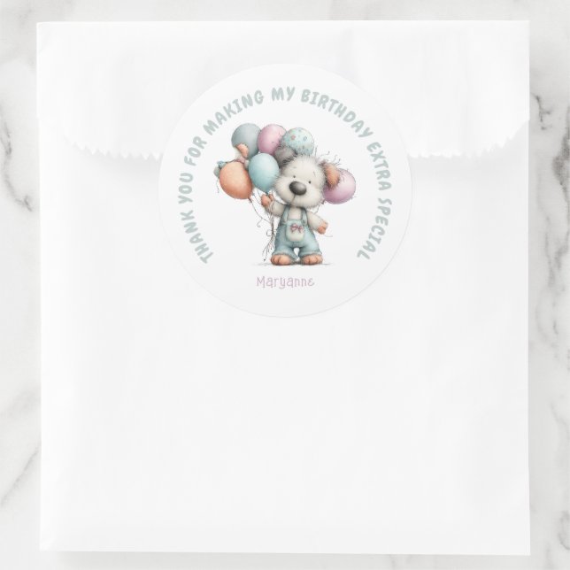 Adesivo Whimsical Dog Watercolor Birthday (Bolsa)