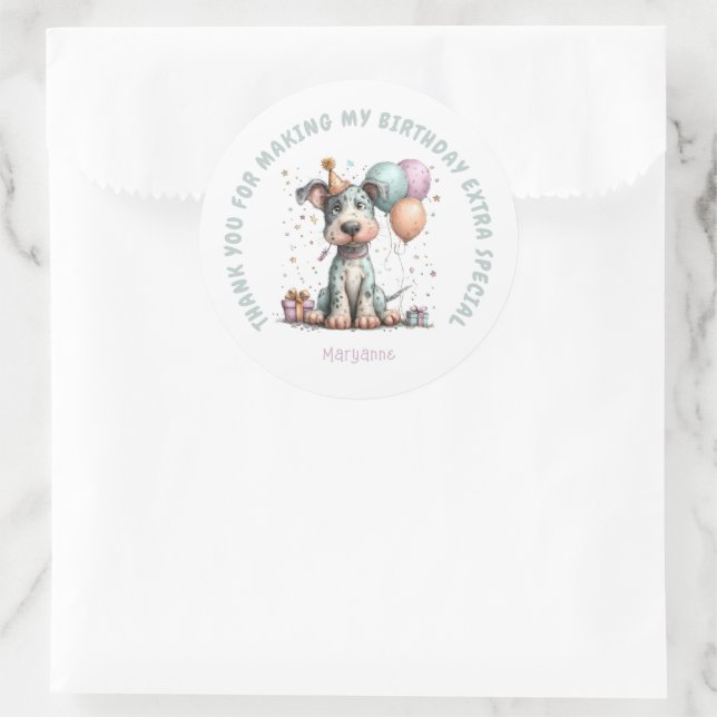 Adesivo Whimsical Dog Watercolor Birthday (Bolsa)