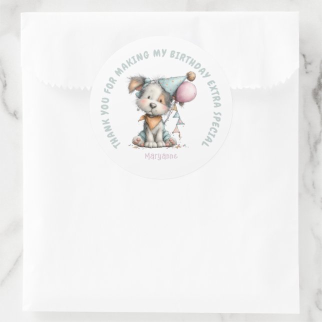 Adesivo Whimsical Dog Watercolor Birthday (Bolsa)