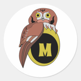 Adesivo Whimsical Eastern Screech Owl Monograma