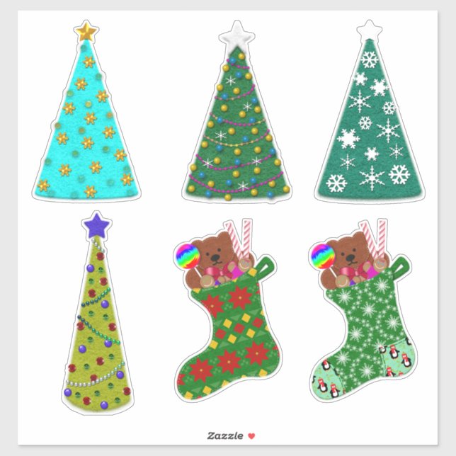 Adesivo Whimsical Felt Look Christmas Trees & Stockings (Folha)