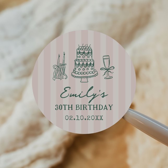 Adesivo Whimsical Funky Quirky 30th Birthday Party (Criador carregado)