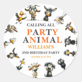 Adesivo Whimsical Funny Animals 2nd Birthday Party