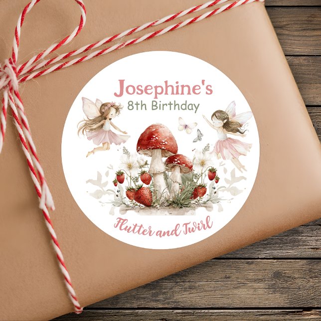 Adesivo whimsical garden flutter and twirl fairy birthday  (Criador carregado)