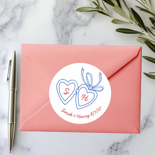 Adesivo Whimsical Heart Locket Doodle Sketch Modern CUSTOM (Whimsical Heart Locket Doodle Sketch Modern CUSTOM Classic Round Sticker
)