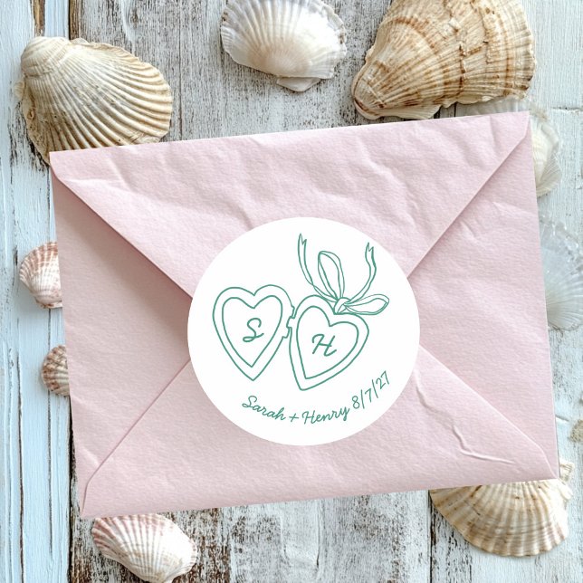 Adesivo Whimsical Heart Locket Doodle Sketch Modern CUSTOM (Whimsical Heart Locket Doodle Sketch Modern CUSTOM Classic Round Sticker
)