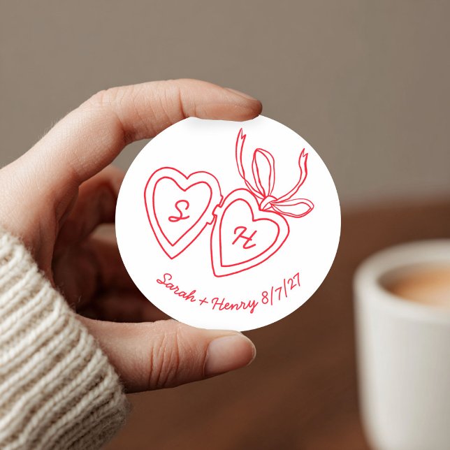 Adesivo Whimsical Heart Locket Doodle Sketch Modern CUSTOM (Whimsical Heart Locket Doodle Sketch Modern CUSTOM Classic Round Sticker
)