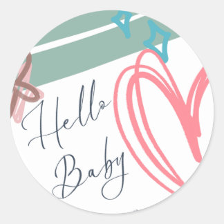 Adesivo Whimsical "Hello Baby" Round Sticker