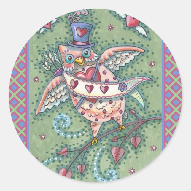 ADESIVO WHIMSICAL HOOOTS N' COARDAS CUPID OWL NAMORADOS (Frente)