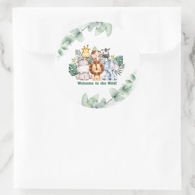 Adesivo Whimsical Jungle Safari Animal Birthday (Bolsa)