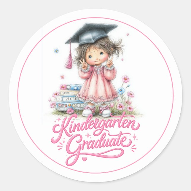 Adesivo Whimsical Kindergarten Graduation Celebration  (Frente)