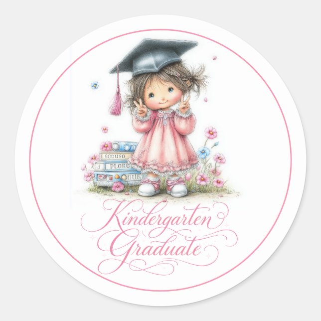 Adesivo Whimsical Kindergarten Graduation Celebration  (Frente)