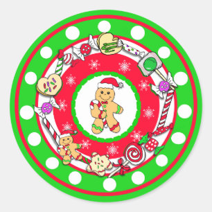 Adesivo Whimsical Mão Desenhada Pão de Natal Homens