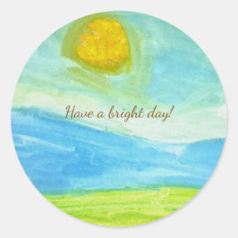 Adesivo Whimsical Naive Art Sun Landscape