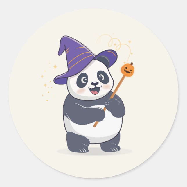 Adesivo Whimsical Panda Wizard with Magic Hat (Frente)
