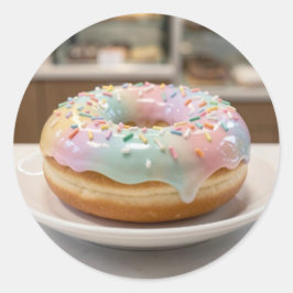 Adesivo Whimsical Pastel Glass Glaze Donut Glossy  