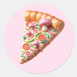 Adesivo Whimsical Pink Mushroom Pizza Party