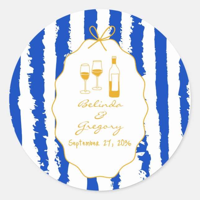 Adesivo Whimsical Stripes Handwritten Painted Wedding  (Frente)