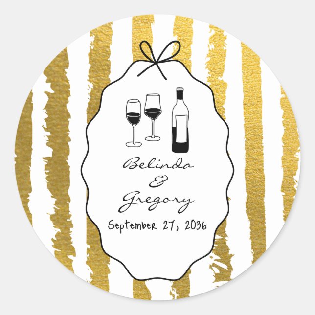 Adesivo Whimsical Stripes Handwritten Painted Wedding  (Frente)