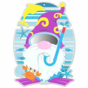 Adesivo Whimsical Summer Snorkel Gnomo