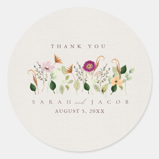 Adesivo Whimsical Wildflowers Garden Wedding (Frente)