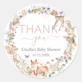 Adesivo Whimsical Woodland Animals Wildflower Baby Shower