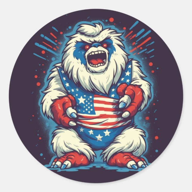 Adesivo Whimsical Yeti Patriotic Sticker (Frente)