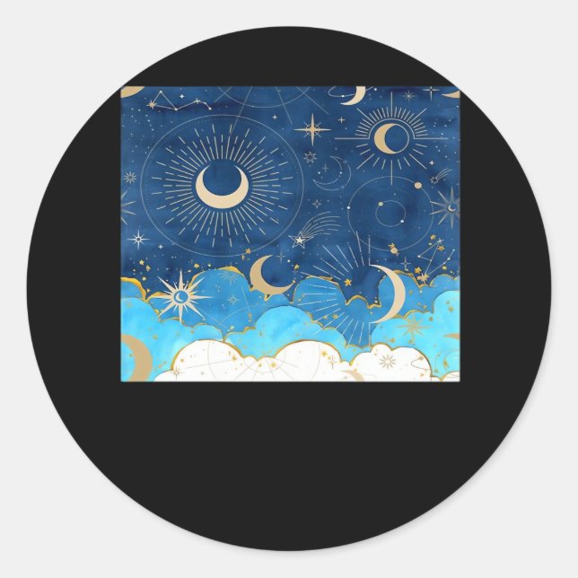 Adesivo Whimsigoth Clouds Sun Moon Witchy Classic (Frente)