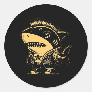 Adesivo Whimsigoth Cyborg Shark Vintage Art Design