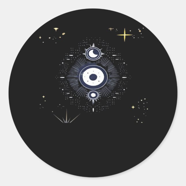 Adesivo Whimsigoth Night Sky Sun Moon Witchy Clássica Vint (Frente)