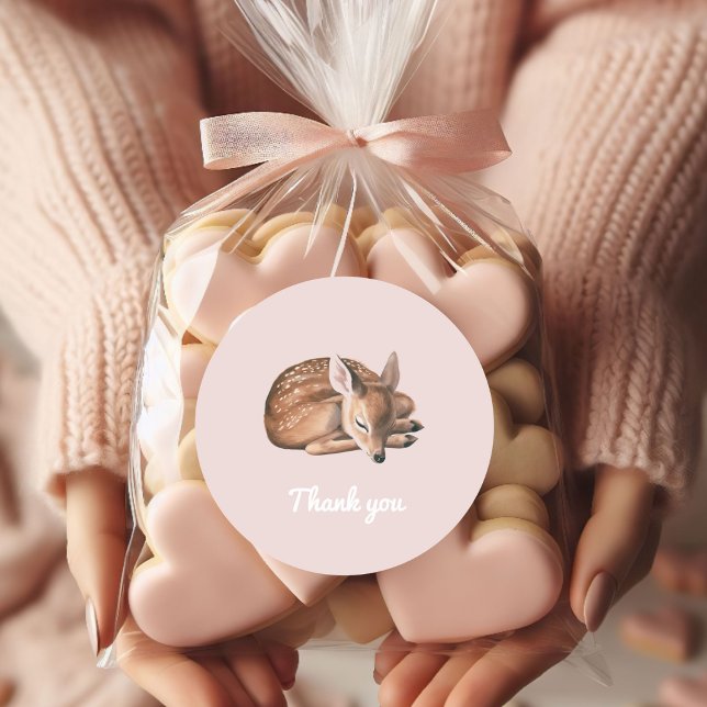 Adesivo Whimsland Deer Birthday Pink Obrigado (Criador carregado)