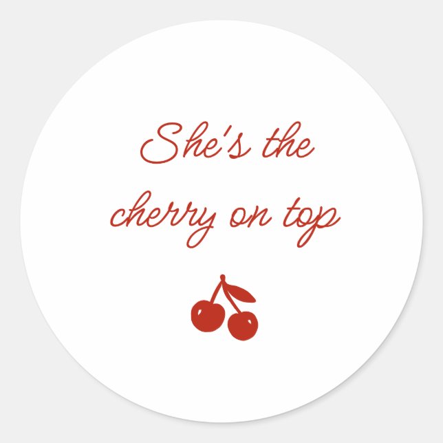 Adesivo Whimsy Red She's the Cherry on Top Bridal Shower (Frente)