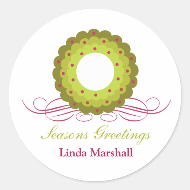 Adesivo Whimsy Wreath com Berries Holiday Sticker (Frente)