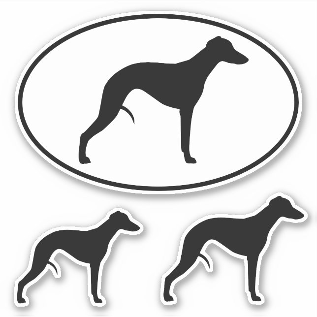 Adesivo Whippet Silhouettes Oval and Die Cut Sticker Set (Frente)