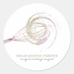 Adesivo Whisk Glitter Sparkle Chef Rosa Dourado