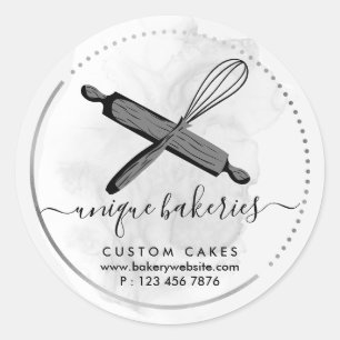 Adesivo Whisk Rolling Pin Girly Bakery Black White Ombro