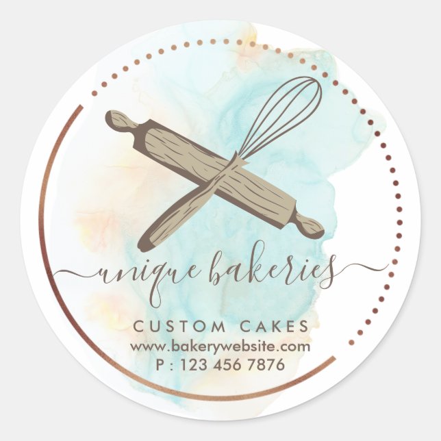 Adesivo Whisk Rolling Pin Girly Bakery Branding Ombro boni (Frente)