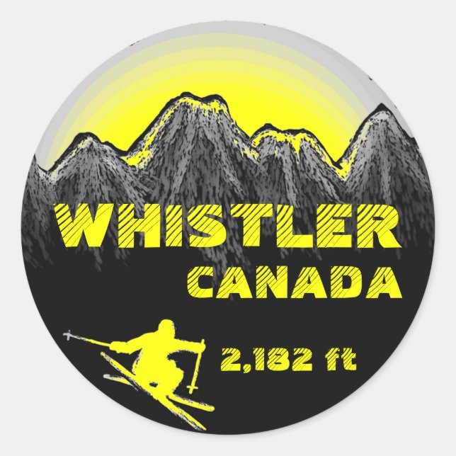 Adesivo Whister Canada yellow ski art stickers (Frente)