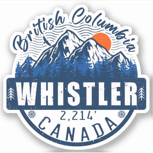 Adesivo Whistler British Columbia Canada Minimalist Ski (Frente)