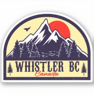 Adesivo Whistler British Columbia Canada Minimalist Ski