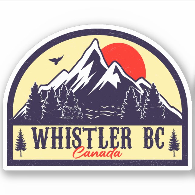 Adesivo Whistler British Columbia Canada Minimalist Ski (Frente)