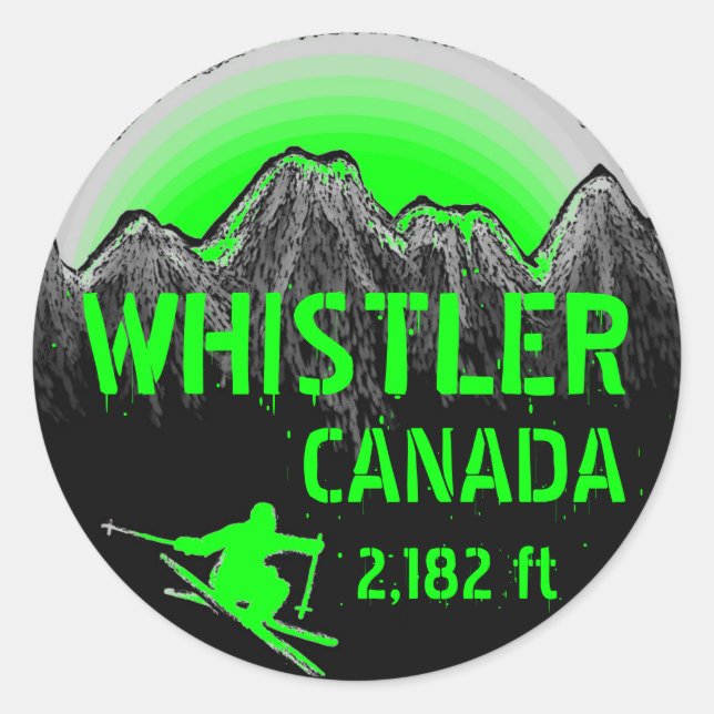 Adesivo Whistler Canada green ski art stickers (Frente)