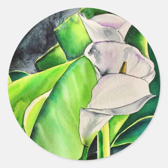 Adesivo White Arum Lily Watercolor, floral tropical (Frente)