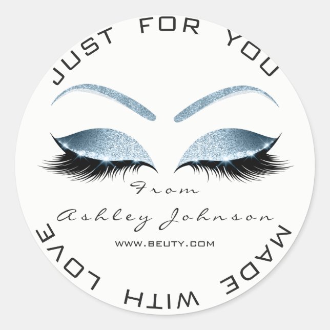 Adesivo White Beauty Salon Glitter White Blue Obrigado (Frente)