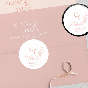 Adesivo White, Blush, Envelope Peach Casado Selo / Favor