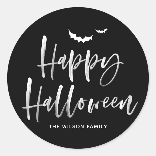 Adesivo White Brussel Lettering Happy Halloween | Obrigado (Frente)