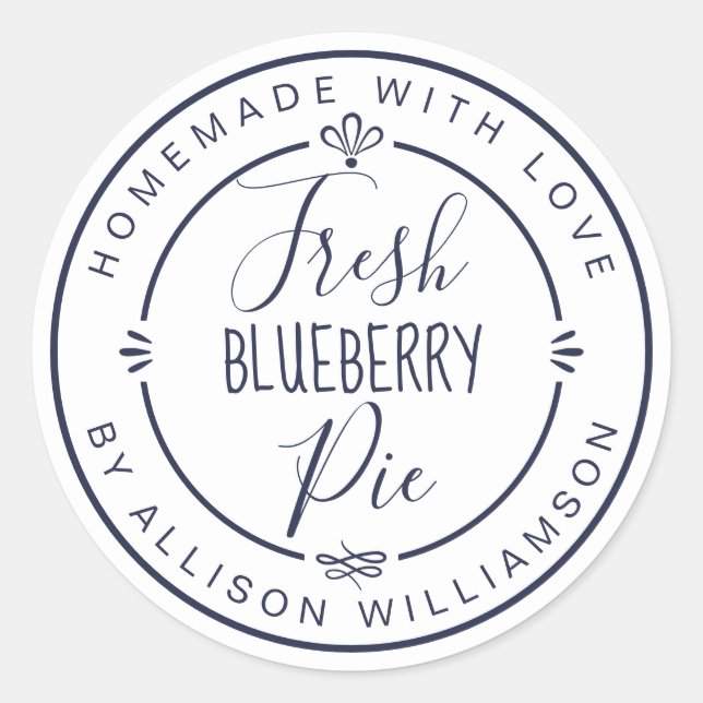 Adesivo White Classic Homemade Blueberry Pie Label (Frente)