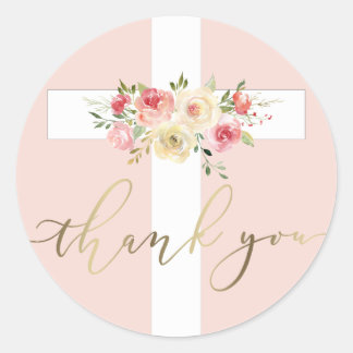 Adesivo White Cross floral Obrigado