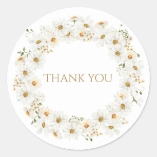 Adesivo White Daisy Wreath Watercolor Bonito Obrigado