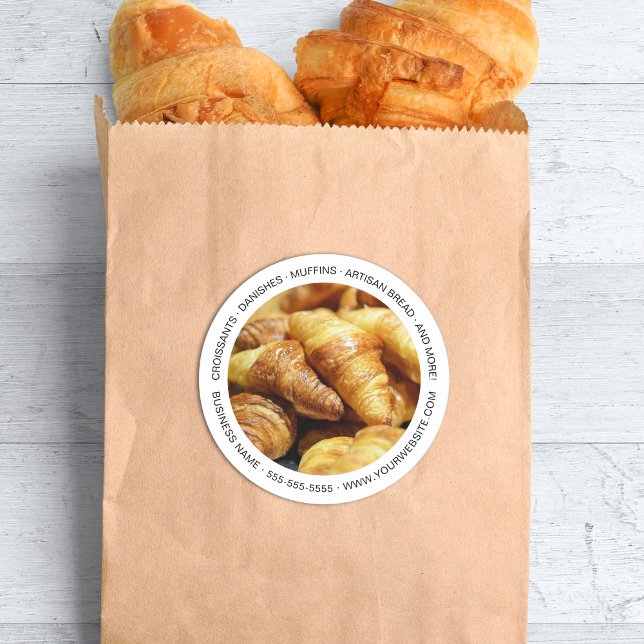 Adesivo White de Fotografias Personalizadas da Panificação (Bakery Custom Photo White Classic Round Sticker)